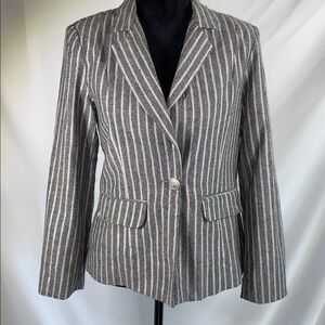 Athena Marie Metallic Striped Nautical Button  Blazer Medium